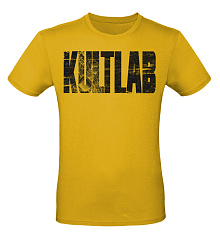 Kultlab Футболка мужская Бодибилдер (чёрный логотип), жёлтая - чёрная