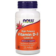 NOW Vitamin D3-1000 IU, 180 капc