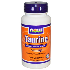 NOW Taurine 500 mg, 100 капс