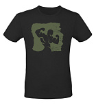 Kultlab Футболка мужская c зелёным логотипом, чёрная - зелёная