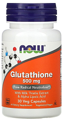 NOW Glutathione 500 мг, 30 капс