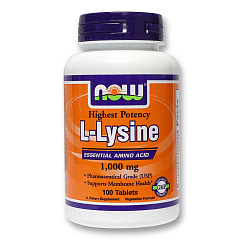 NOW L-Lysine 1000 mg, 100 таб