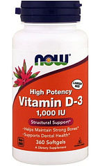 NOW Vitamin D3-1000 IU, 360 капc