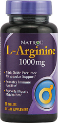 Natrol L-Arginine 1000 mg, 50 таб