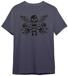 Kultlab Футболка мужская Чёрный череп, серая - чёрная