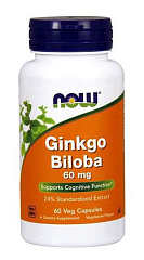 NOW Ginkgo Biloba 60 mg, 60 капс