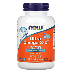 NOW Ultra Omega 3-D, 90 капс