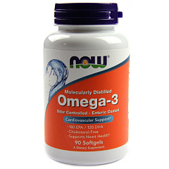 NOW Omega 3, 90 капс