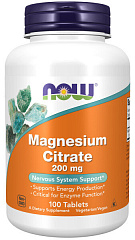 NOW Magnesium Citrate 200 мг, 100 таб