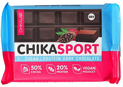Chikalab Chika Sport Протеиновый тёмный шоколад без сахара, 100 гр