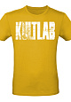 Kultlab Футболка мужская Бодибилдер (белый логотип), жёлтая - белая