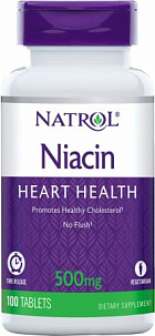 Natrol Niacin TR 500 мг, 100 таб