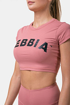 Nebbia 584 Short Sleeve Sporty Crop Top, бледно-розовый
