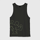 Kultlab Майка-борцовка с зелёным контурным логотипом сбоку, чёрный